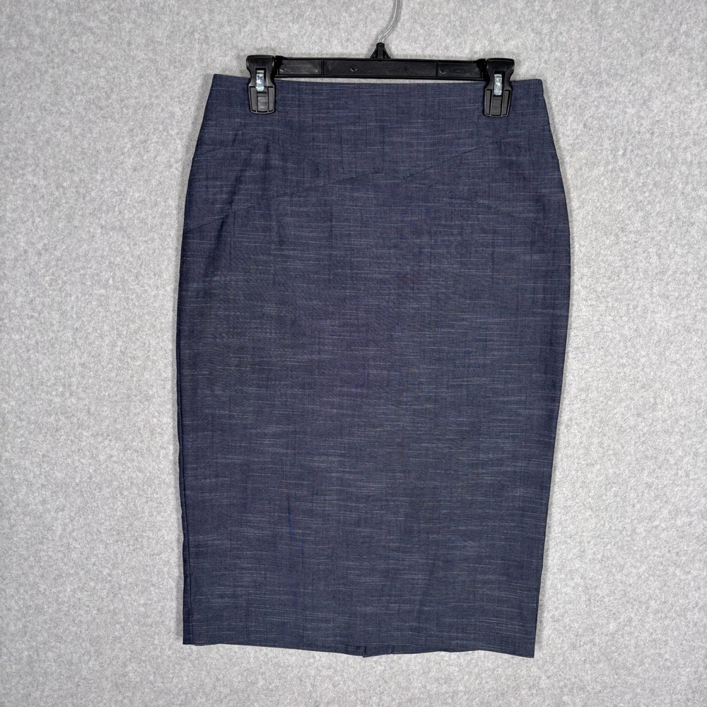 New York & Company Pencil Skirt 4 Blue Career Office Neutral Minimalist Suit